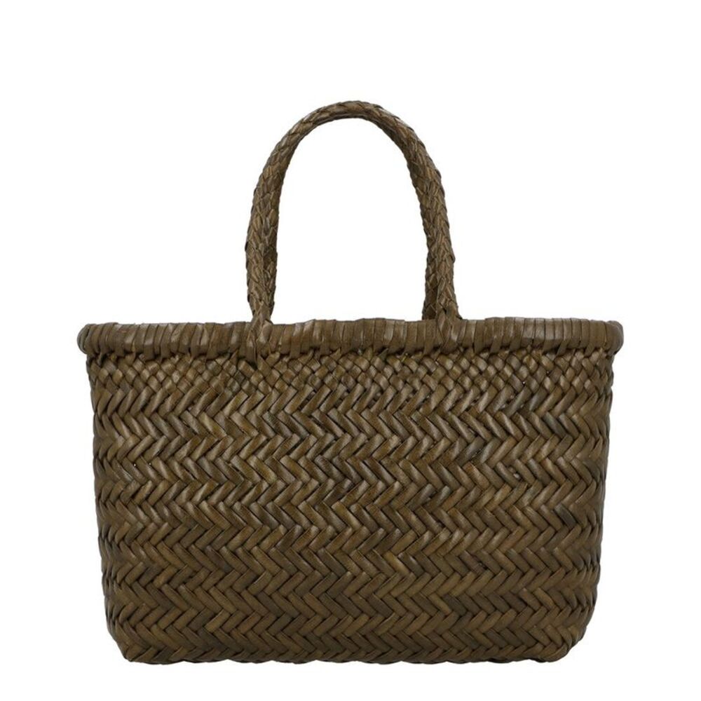 Dragon Diffusion Mini Flat Gora Leather Top Handle Bag, Beige